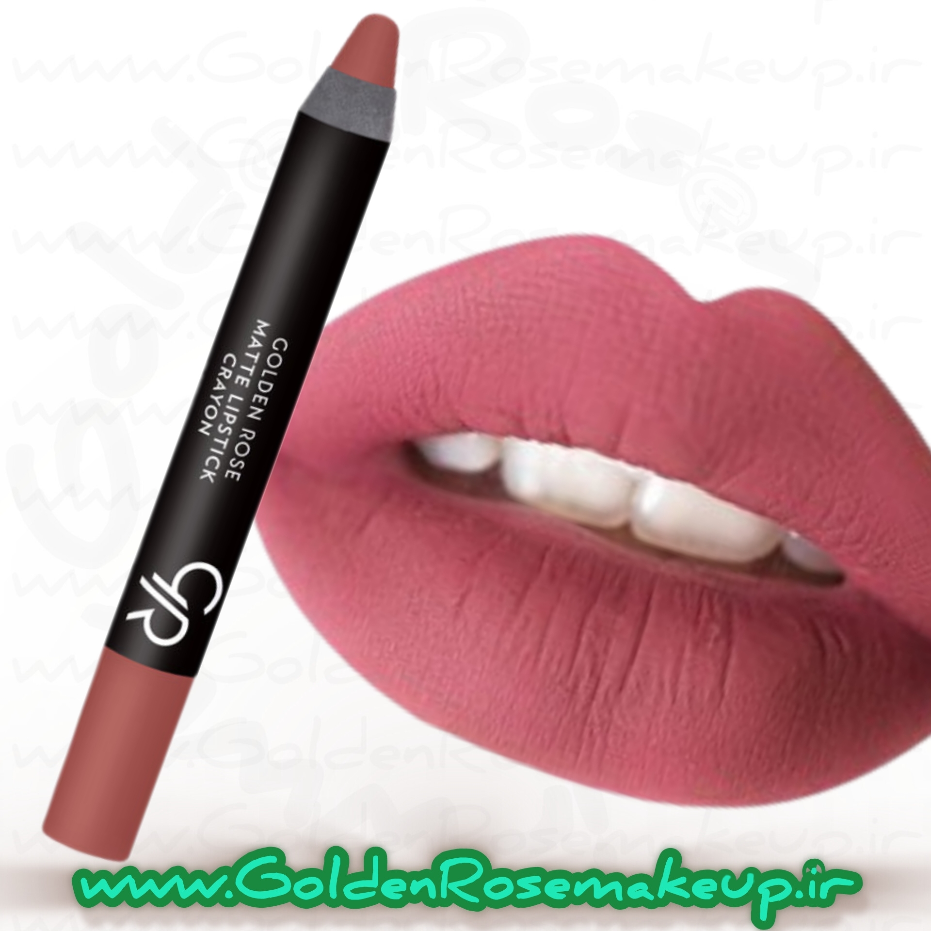 رژلب مدادی کرایون مات گلدن رز مدل Crayon شماره 12