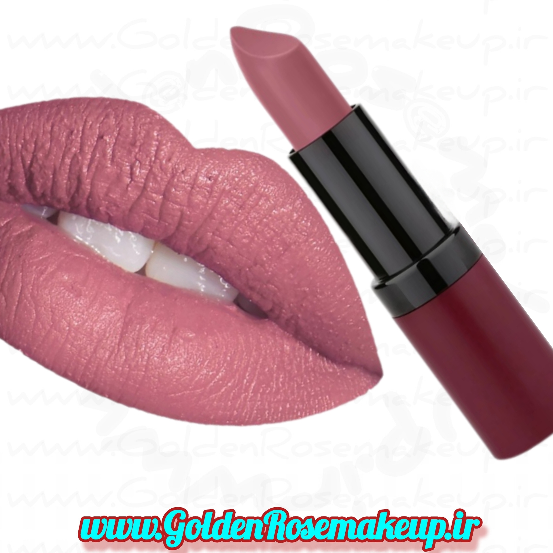 رژلب جامد گوشتی بنفش مات گلدن رز ولوت مدل Velvet  شماره 14