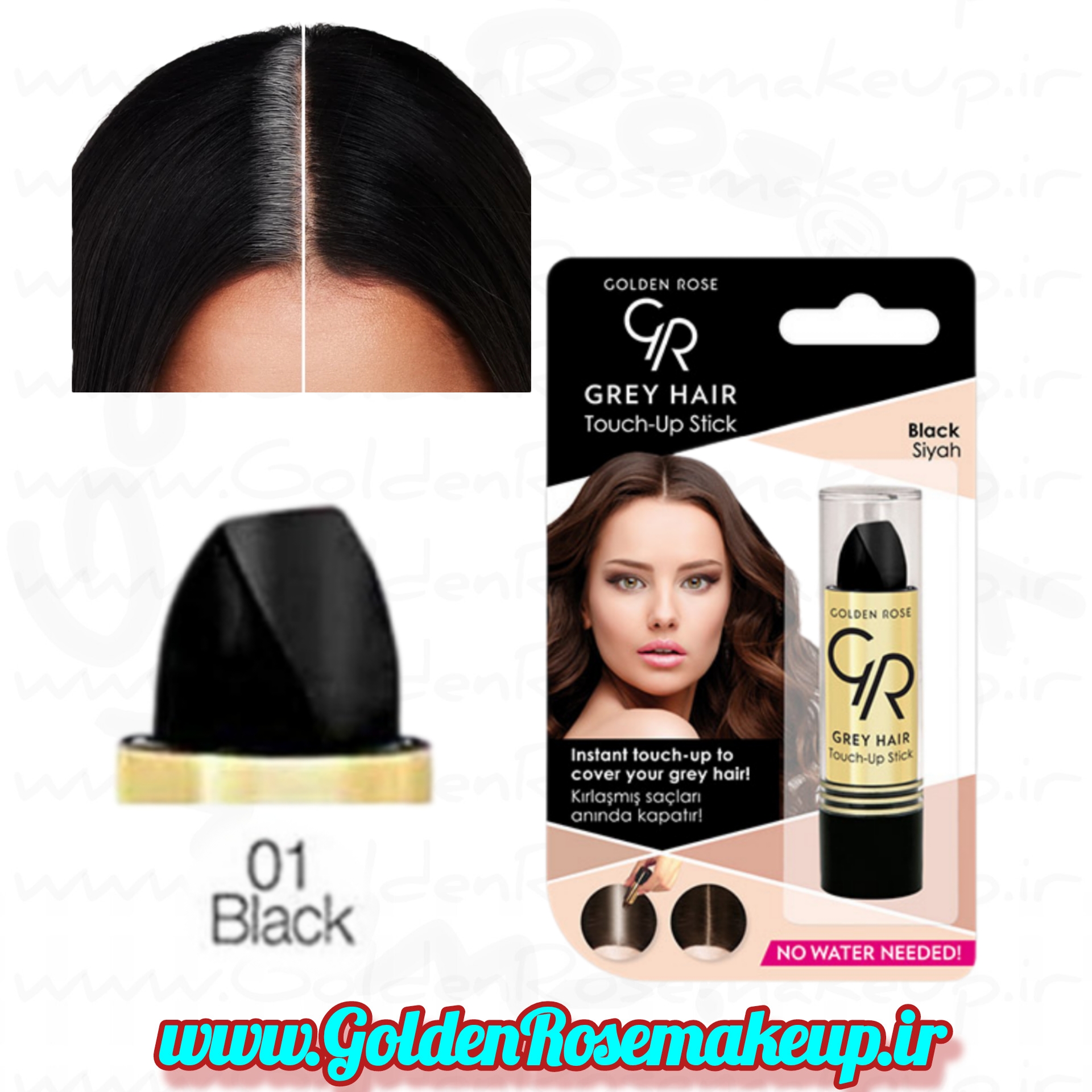 رژ مو  کاور استیک مو گلدن رز مدل  Black شماره ۰۱