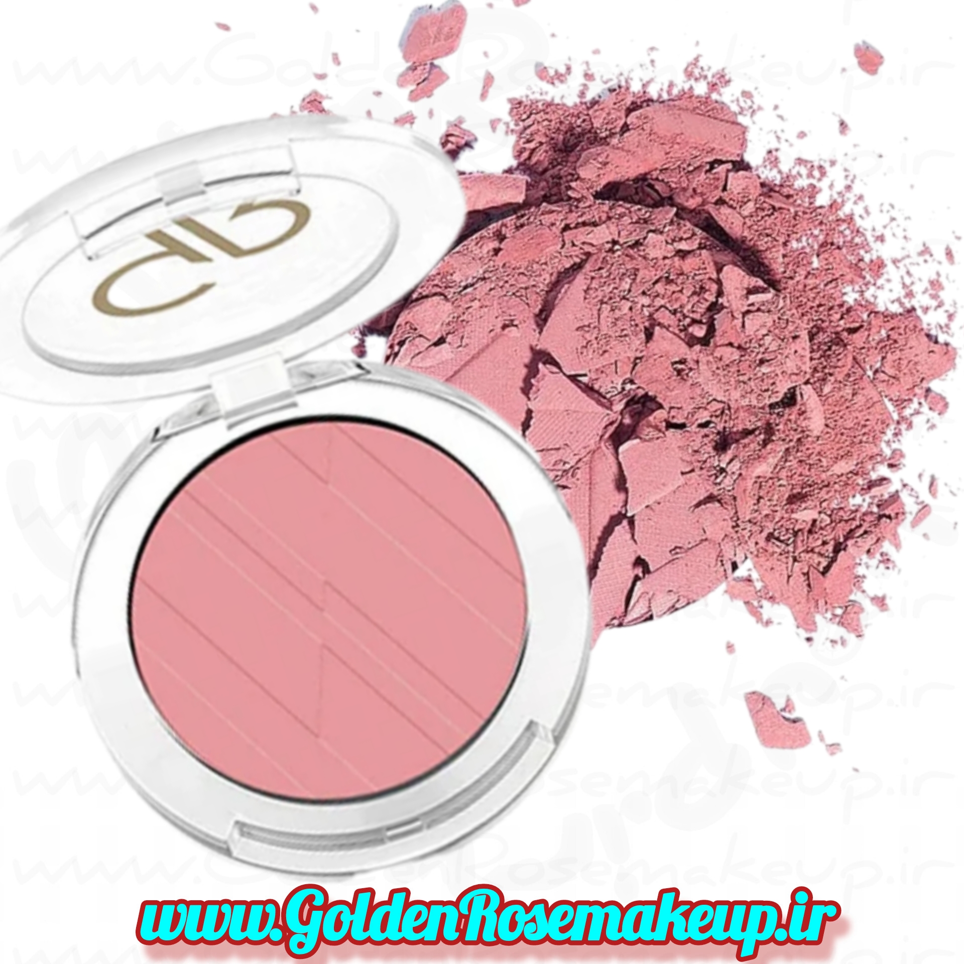 رژگونه پودری مات گلدن رز مدل Powder Blush Soft And Silki رنگ Pink Kiss شماره 15