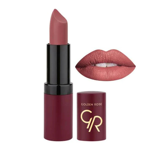 رژلب جامد مات گلدن رز ولوت مدل Velvet شماره 1۶