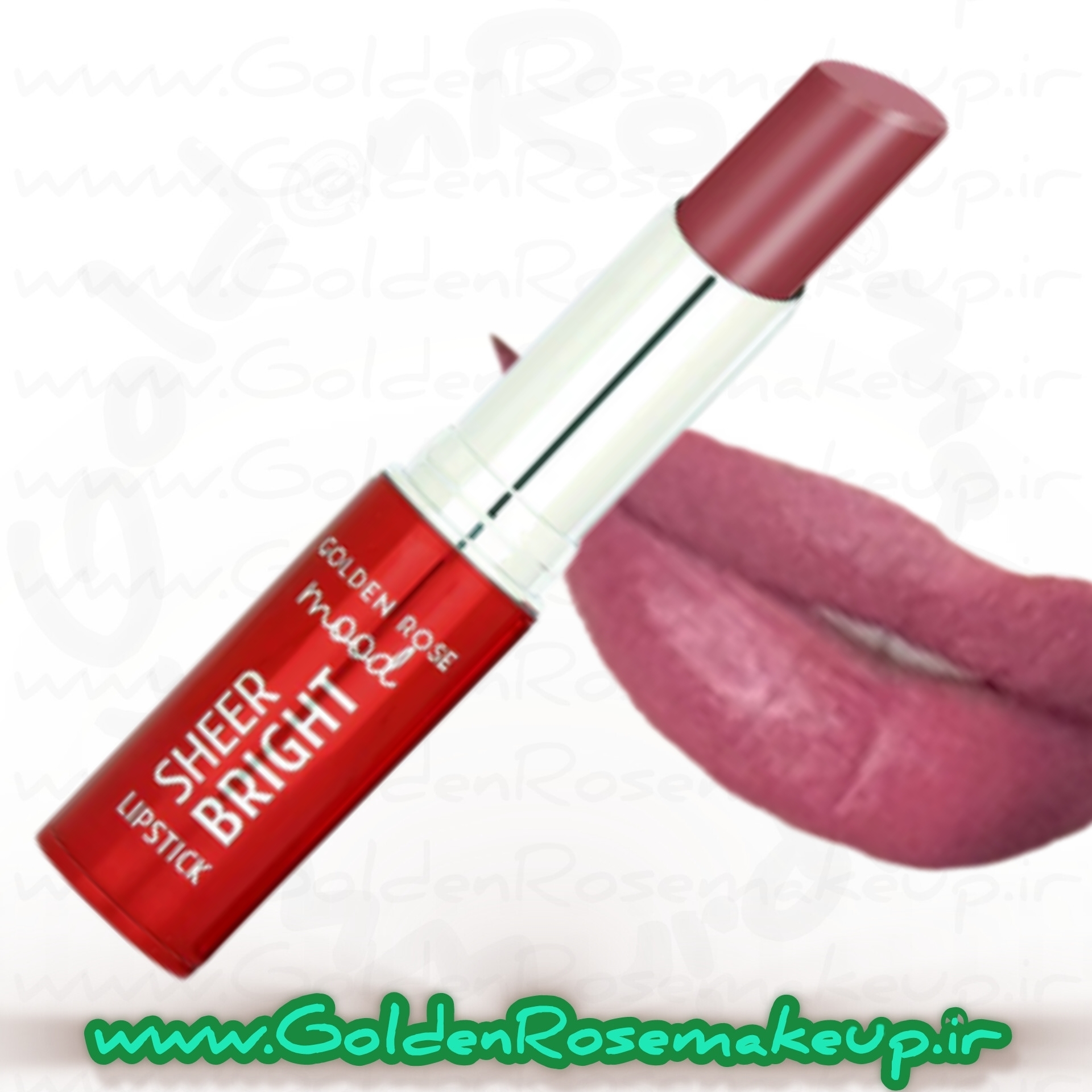 رژلب براق شیر برایت مود گلدن‌رز بنفش ملایم مدل Sheer Bright mood رنگ Mood Mauve شماره 10۷