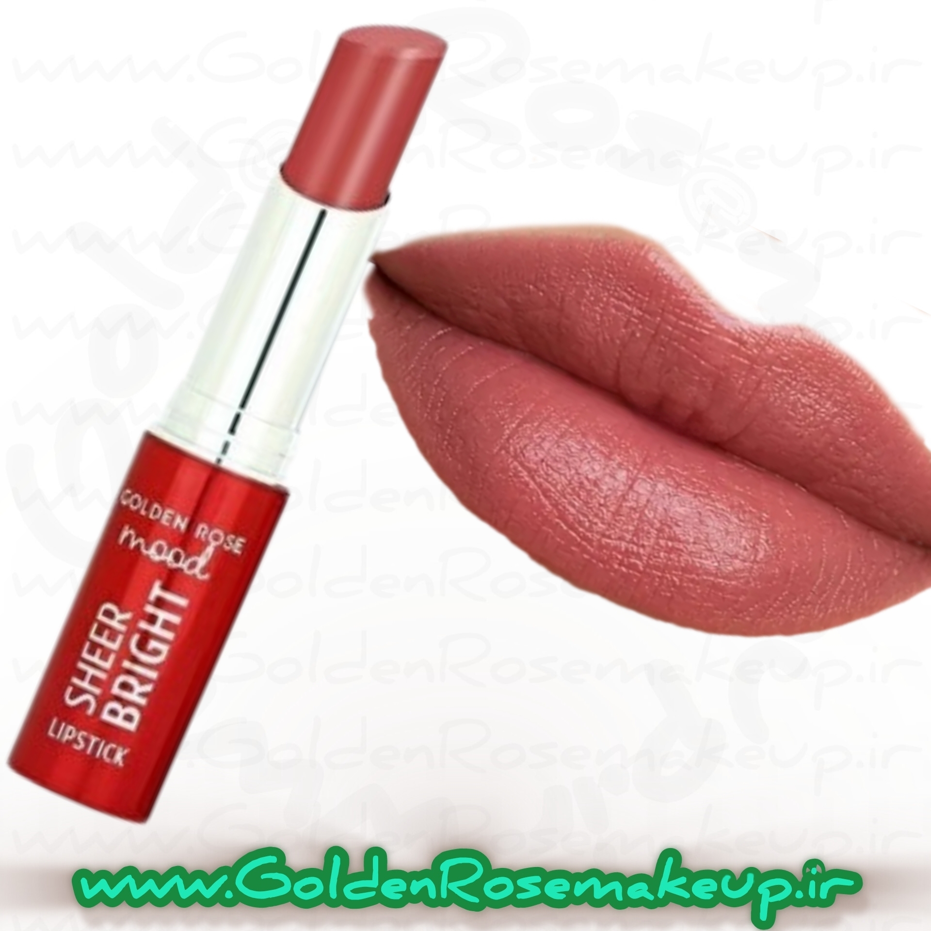 رژلب شیر برایت مود گلدن‌رز قهوه‌ای هلویی مدل Sheer Bright mood رنگ Peach Bliss  شماره 10۲