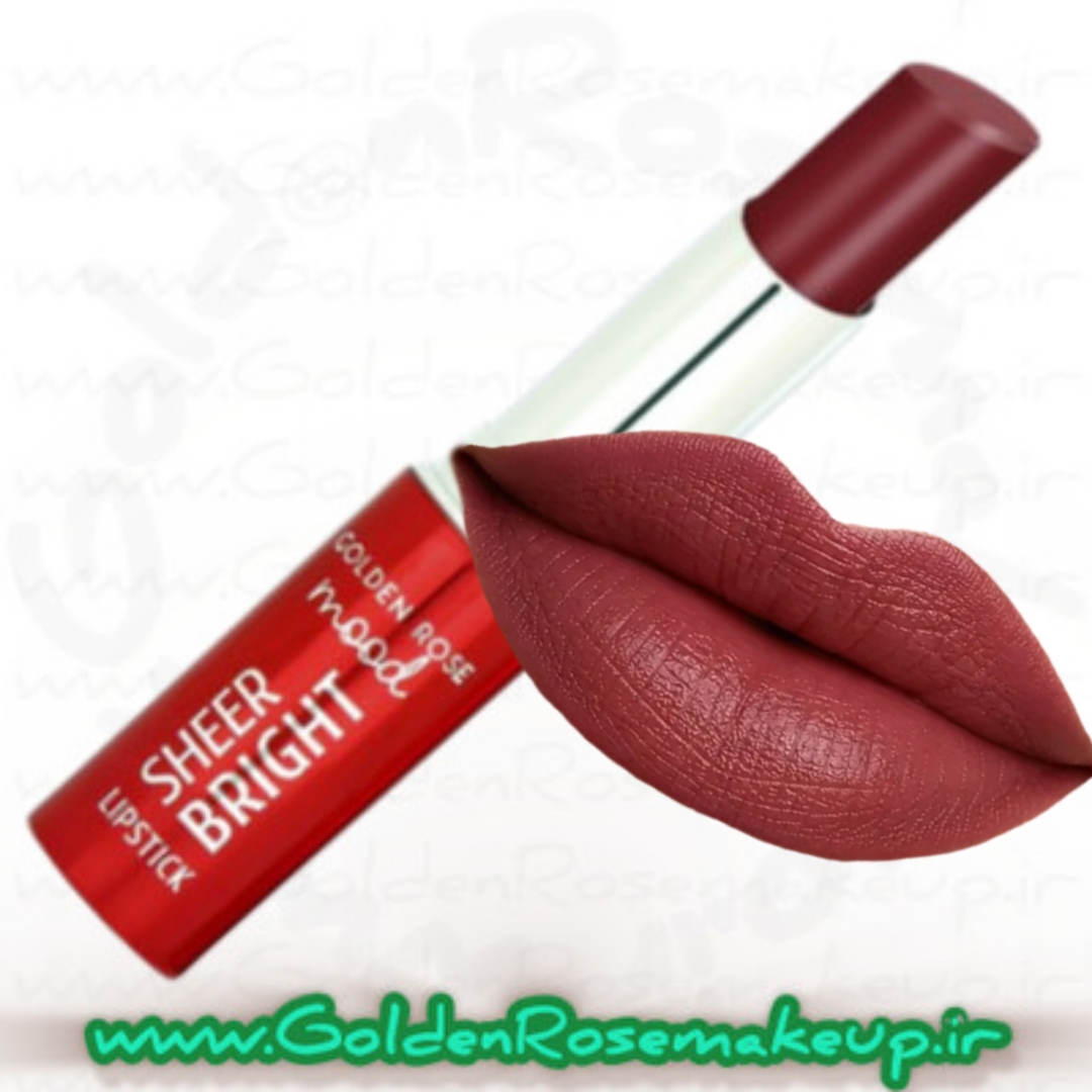رژلب براق شیر برایت مود گلدن‌رز آلوچه گلگون مدل Sheer Bright mood رنگ Rosy Plum شماره 10۸