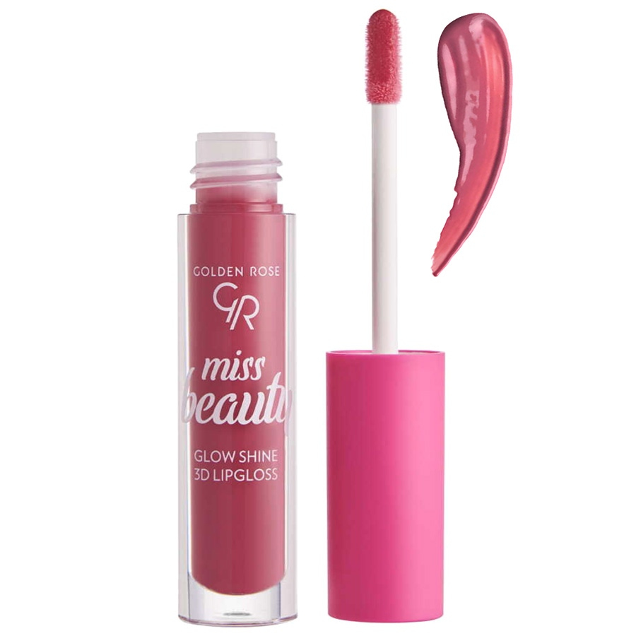 رژلب مایع حجم دهنده میس بیوتی گلو شاین Glow Shine گلدن رز Pink Dream شماره 04