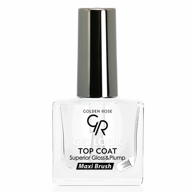 لاک تاپ کت گلدن رز مدل ژل لوک حجم دهنده و براق کننده Gel Look Top Coat
