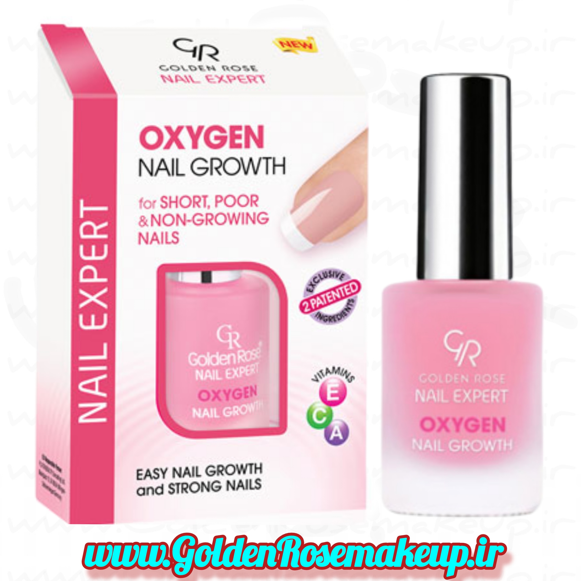 لاک تقویت کننده ناخن گلدن رز رشد و اکسیژن رسانی ناخن مدل oxygen