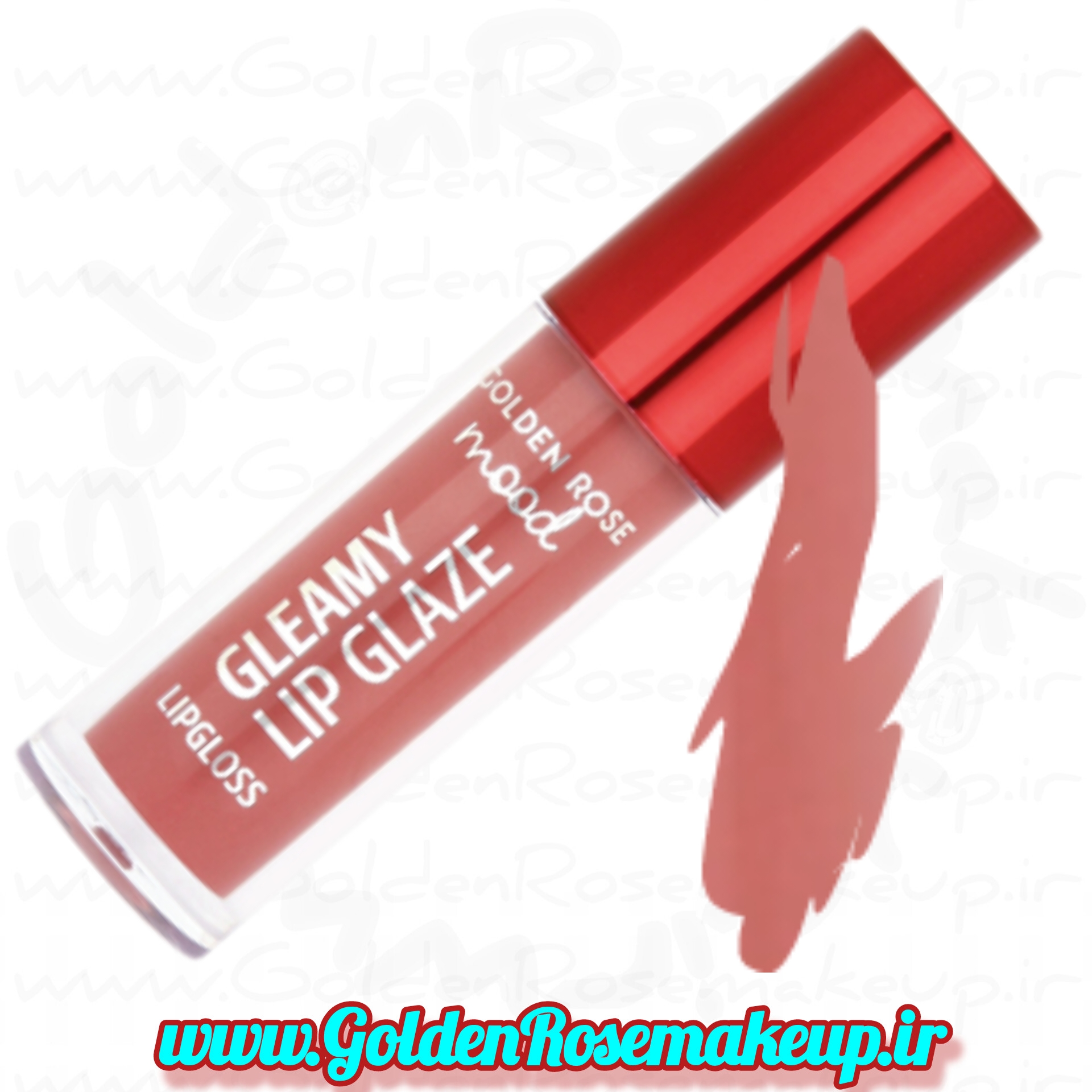 رژلب مایع لیپ گلس‌ مود گلیمی گلدن رز خاصیت پروتز لب مدل Gleamy Lip Glaze رنگ هلویی ملایم شماره 202