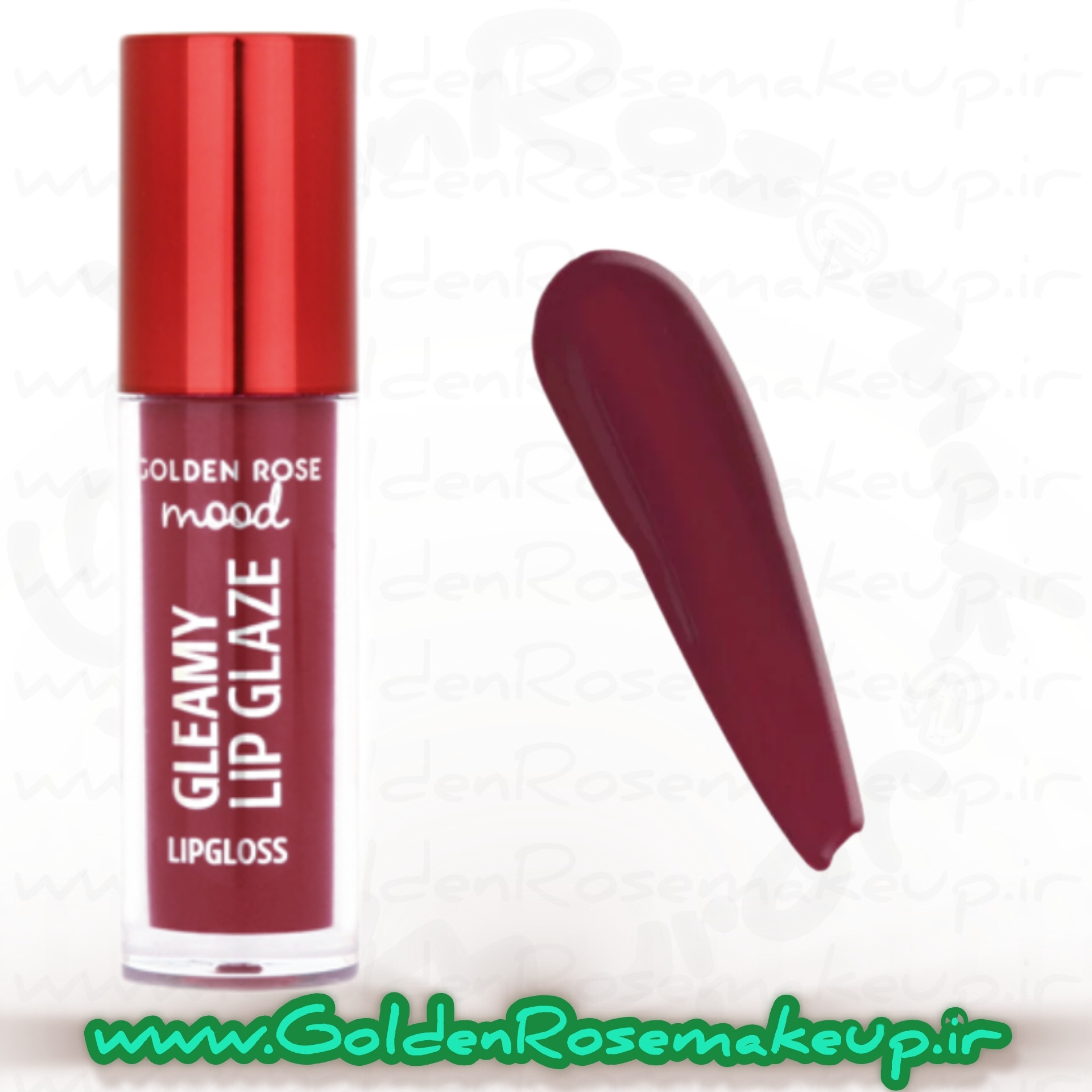 رژلب مایع لیپ گلس‌ مود گلیمی گلدن رز خاصیت پروتز لب مدل Gleamy Lip Glaze رنگ زرشکی بنفش شماره 206