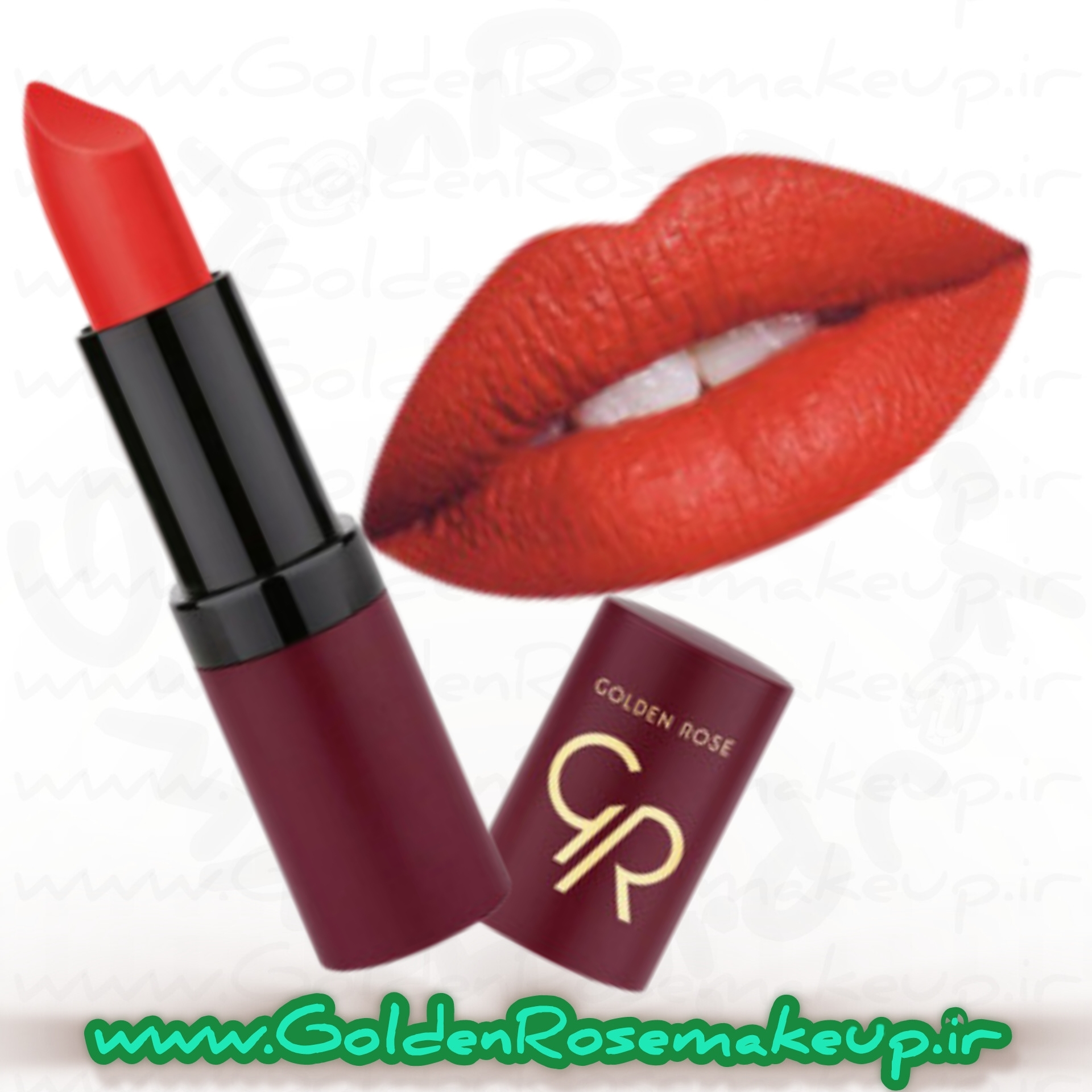 رژلب جامد مات گلدن رز ولوت مدل Velvet شماره 24