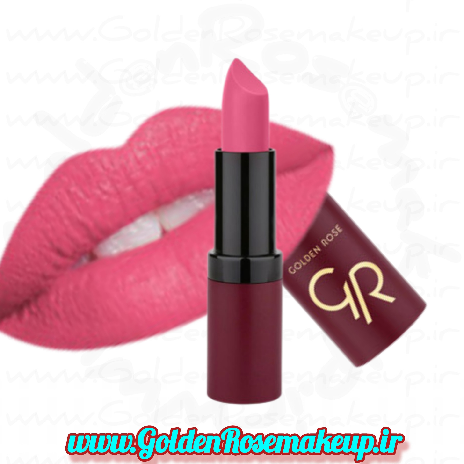 رژلب جامد مات گلدن رز ولوت مدل Velvet شماره 08