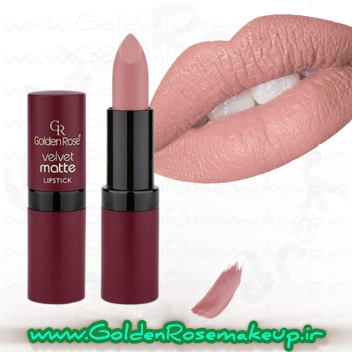 رژلب جامد مات گلدن رز ولوت مدل Velvet شماره 03