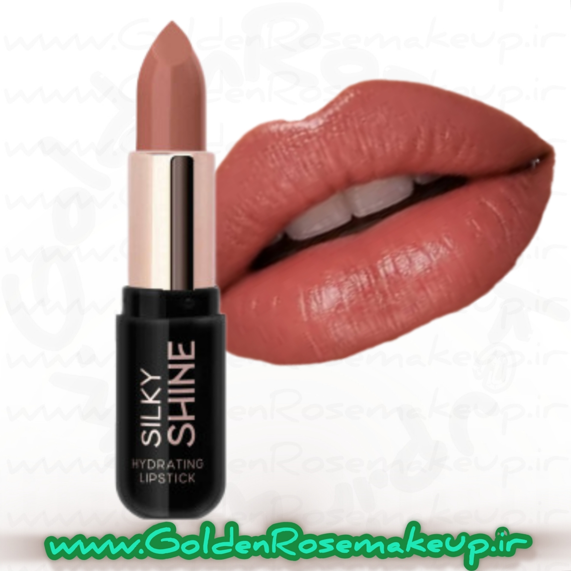 رژ لب جامد براق گلدن رز شماره 203 مدل Silky Shine