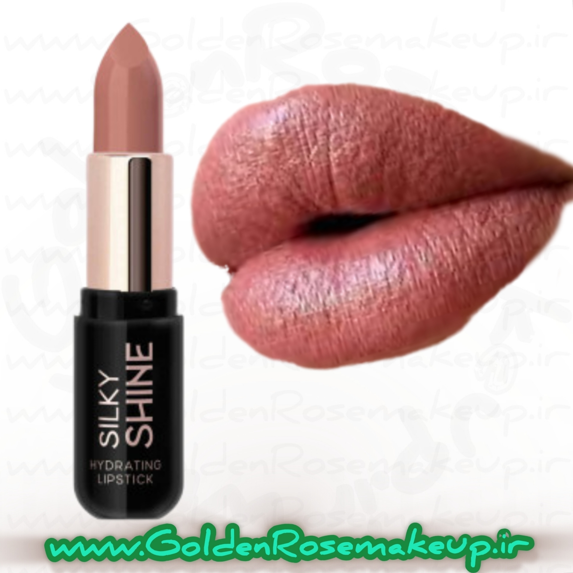 رژ لب جامد براق گلدن رز شماره 202 مدل Silky Shine سیلکی شاین